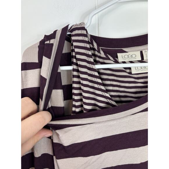 Logo Lori Goldstein Burgundy Striped Long Sleeve Pullover Top Layered Tank XL - Picture 3 of 8